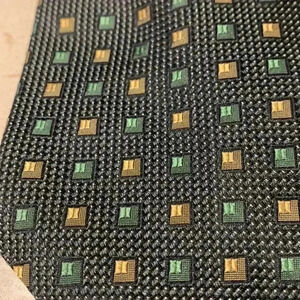 Stefano Conti 100% silk tie, raised green, and  gold squares on face